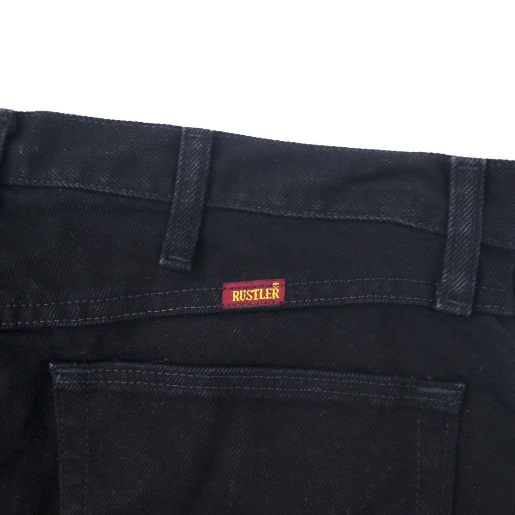 RUSTLER (Wrangler) 00s Black Denim Pants Size 34 Cotton Zipper Fly Made in Mexico