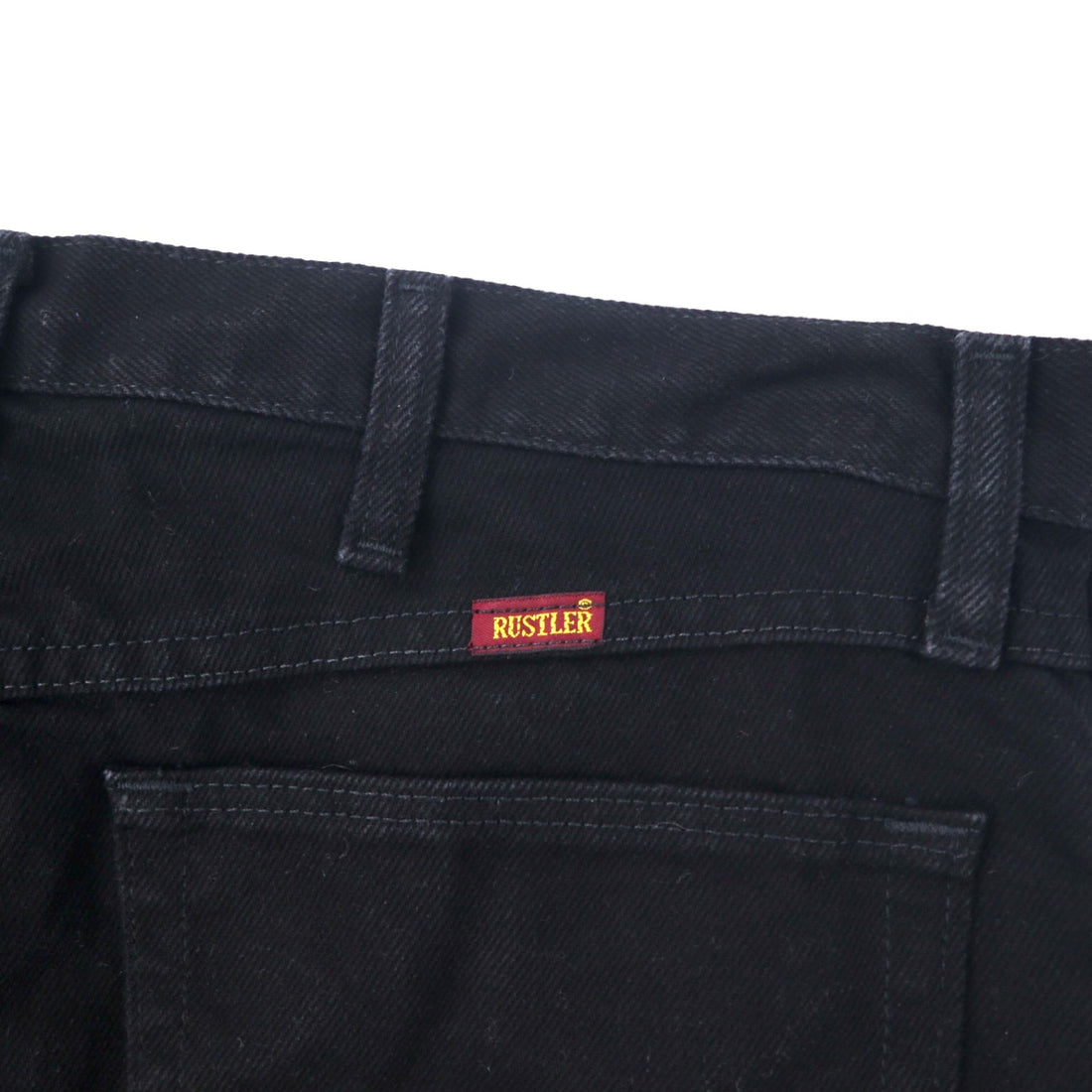 RUSTLER (Wrangler) 00s Black Denim Pants Size 34 Cotton Zipper Fly Made in Mexico