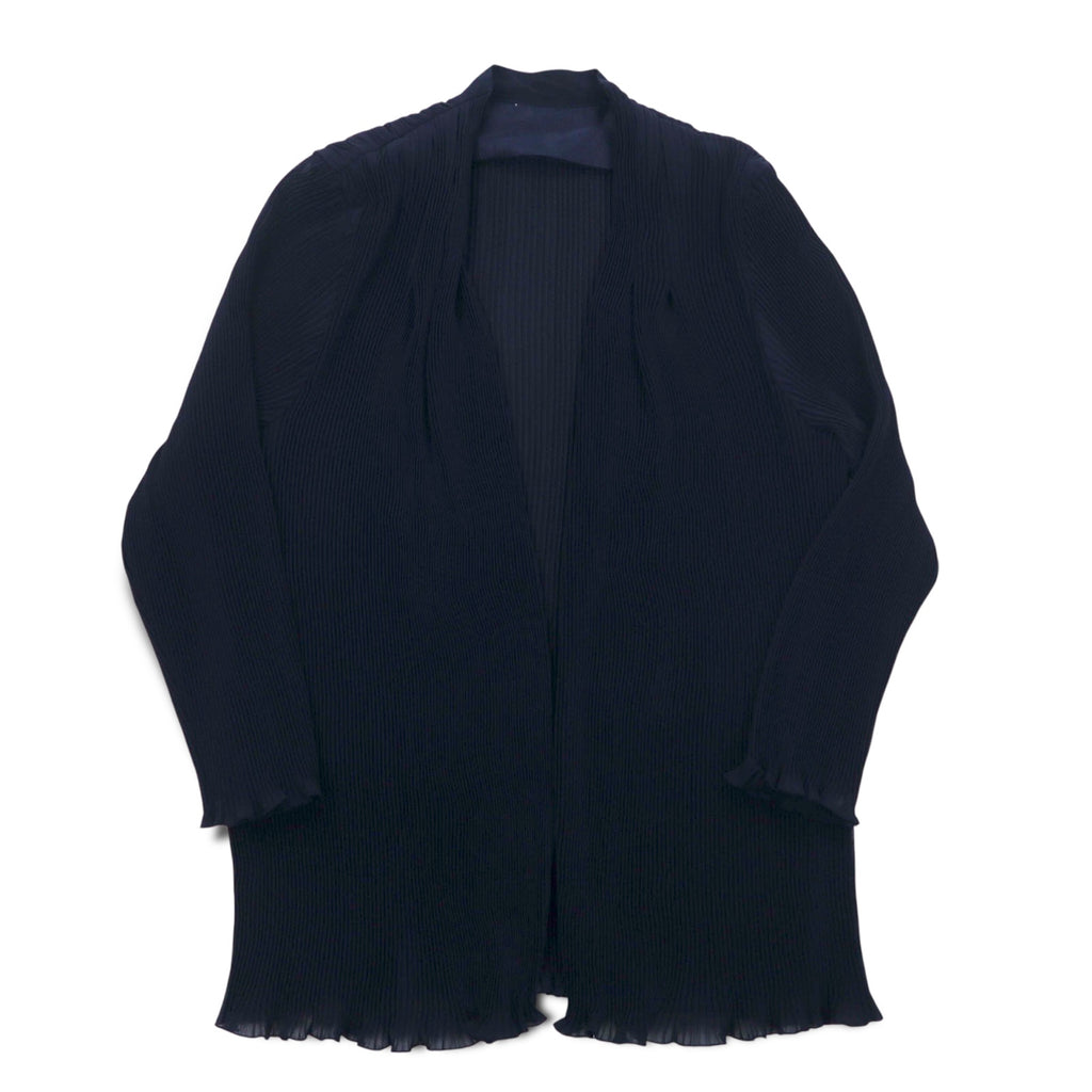 Vintage Pleated Sheer Cardigan プリーツ シアーカーディガン M ネイビー ポリエステル