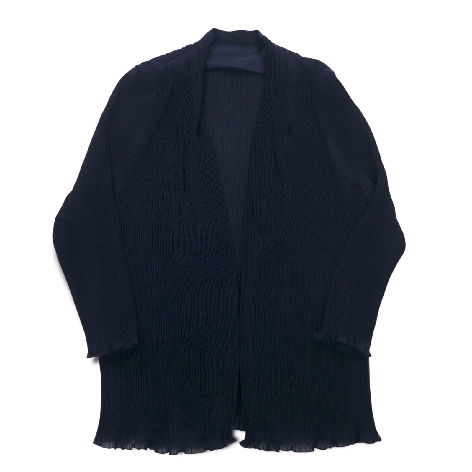Vintage Pleated Sheer Cardigan プリーツ シアーカーディガン M ネイビー ポリエステル