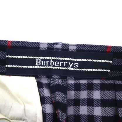 Burberrys ノバチェック タック イージー スラックスパンツ M ネイビー ウール 日本製