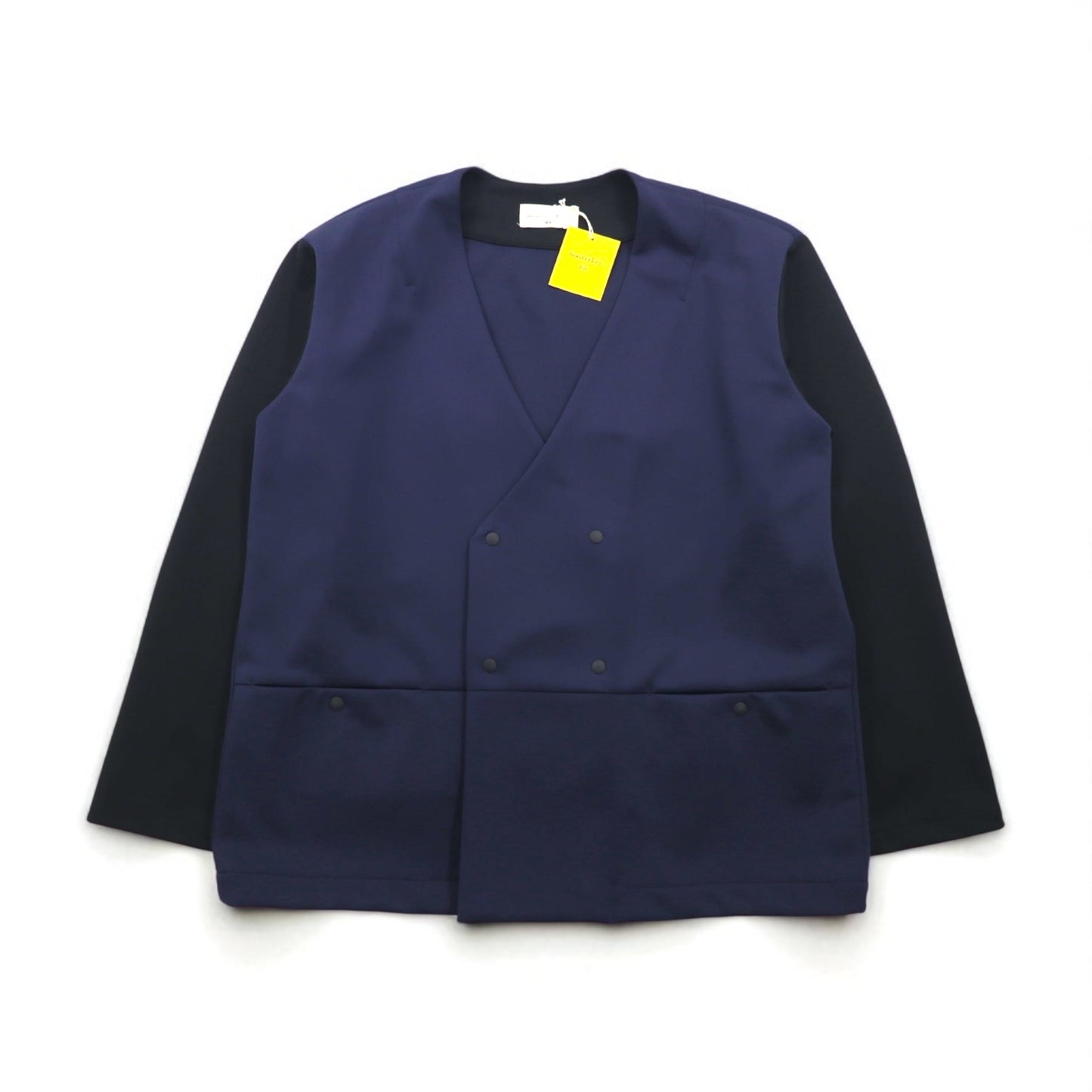 masterkey SONNY ノーカラージャケット バイカラー ダンボールニット M ネイビー ブラック MK22S-C-13 日本製 未使用品