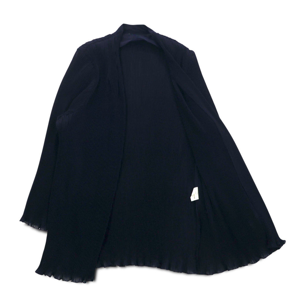 Vintage Pleated Sheer Cardigan プリーツ シアーカーディガン M ネイビー ポリエステル