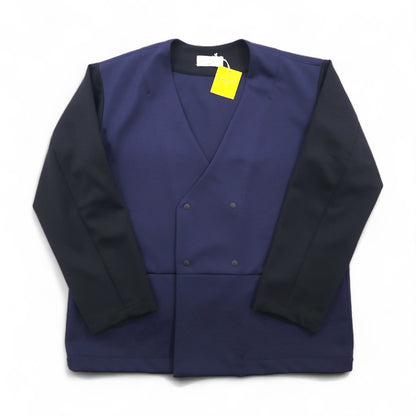 masterkey SONNY ノーカラージャケット バイカラー ダンボールニット M ネイビー ブラック MK22S-C-13 日本製 未使用品