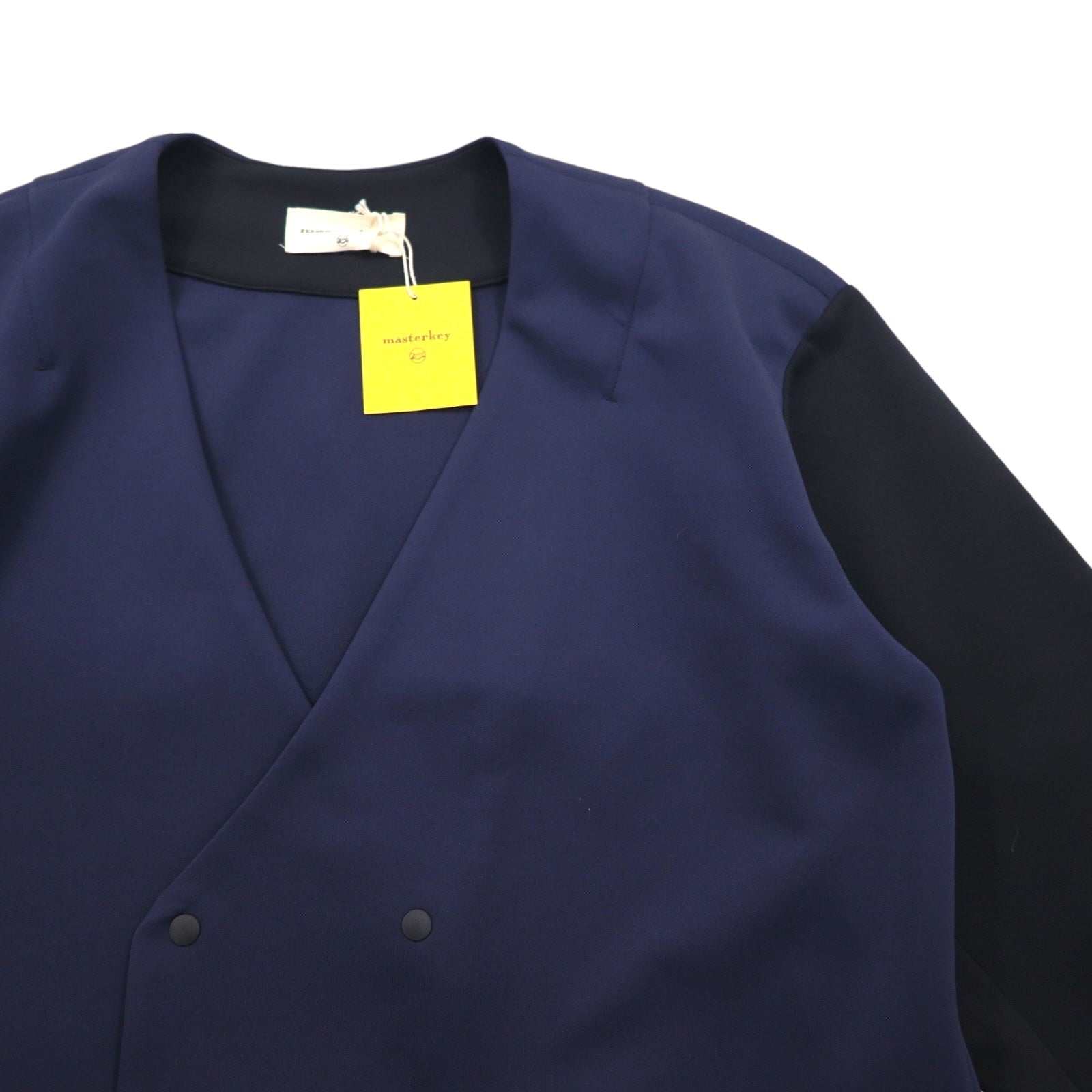masterkey SONNY Collarless Jacket, Two-Tone Cardboard Knit, Size M, Navy and Black, MK22S-C-13, Made in Japan, Unused