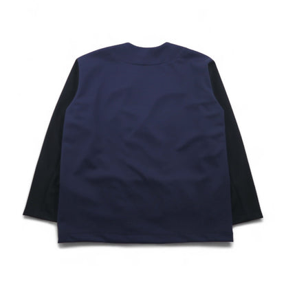 masterkey SONNY ノーカラージャケット バイカラー ダンボールニット M ネイビー ブラック MK22S-C-13 日本製 未使用品