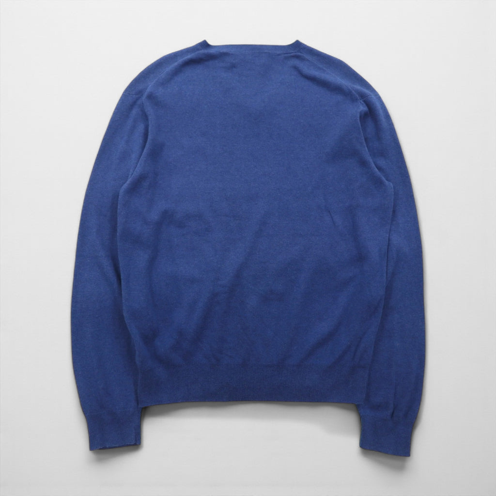 Polo Ralph Lauren 90年代 Vネック ピマコットン ニット セーター M ブルー スモールポニー刺繡