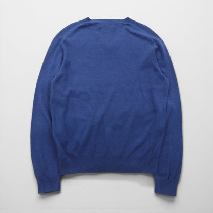 Polo Ralph Lauren 90s V-neck Pima cotton knit sweater, size M, blue, with small pony embroidery