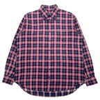 日本然リトテ-古着オンライン-BURBERRY ノバチェック ボタンダウンシャツ L ネイビー コットン ワンポイントロゴ 刺繍-BURBERRY Checked button-down Shirts L Navy Cotton One Point Logo Embroidery