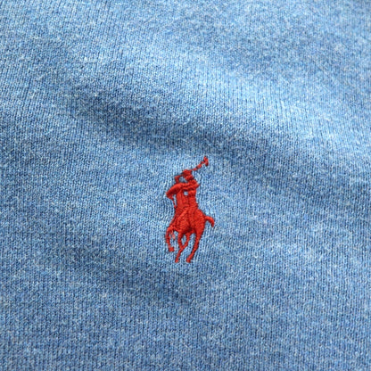 Polo Ralph Lauren 90s V-neck Pima cotton knit sweater, size M, blue, with small pony embroidery