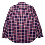 BURBERRY Nova Check Button-Down Shirt L Navy Cotton One Point Logo Embroidery