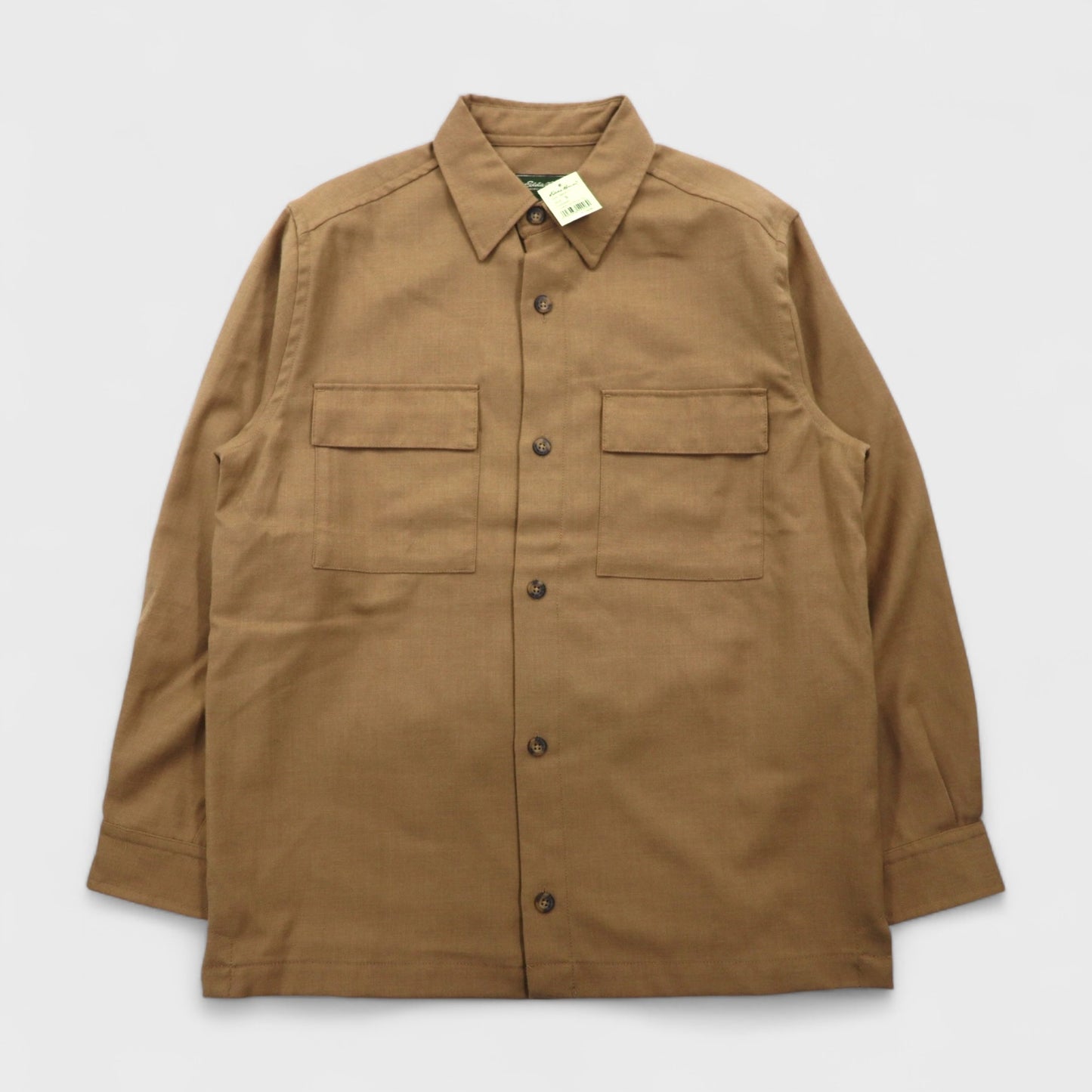 Eddie Bauer フランネルシャツ S ベージュ ウール ダブルポケット LS WOOL BLEND SHIRT JACKET 03-3854-1 未使用品