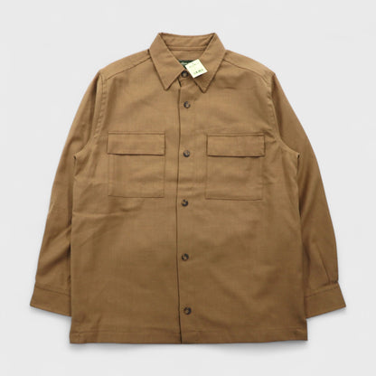 Eddie Bauer フランネルシャツ S ベージュ ウール ダブルポケット LS WOOL BLEND SHIRT JACKET 03-3854-1 未使用品