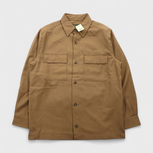 Eddie Bauer フランネルシャツ S ベージュ ウール ダブルポケット LS WOOL BLEND SHIRT JACKET 03-3854-1 未使用品
