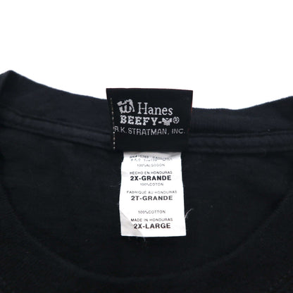 HARLEY DAVIDSON Double-sided Print T-Shirt 2XL Black Cotton Wolf Animal Big Size