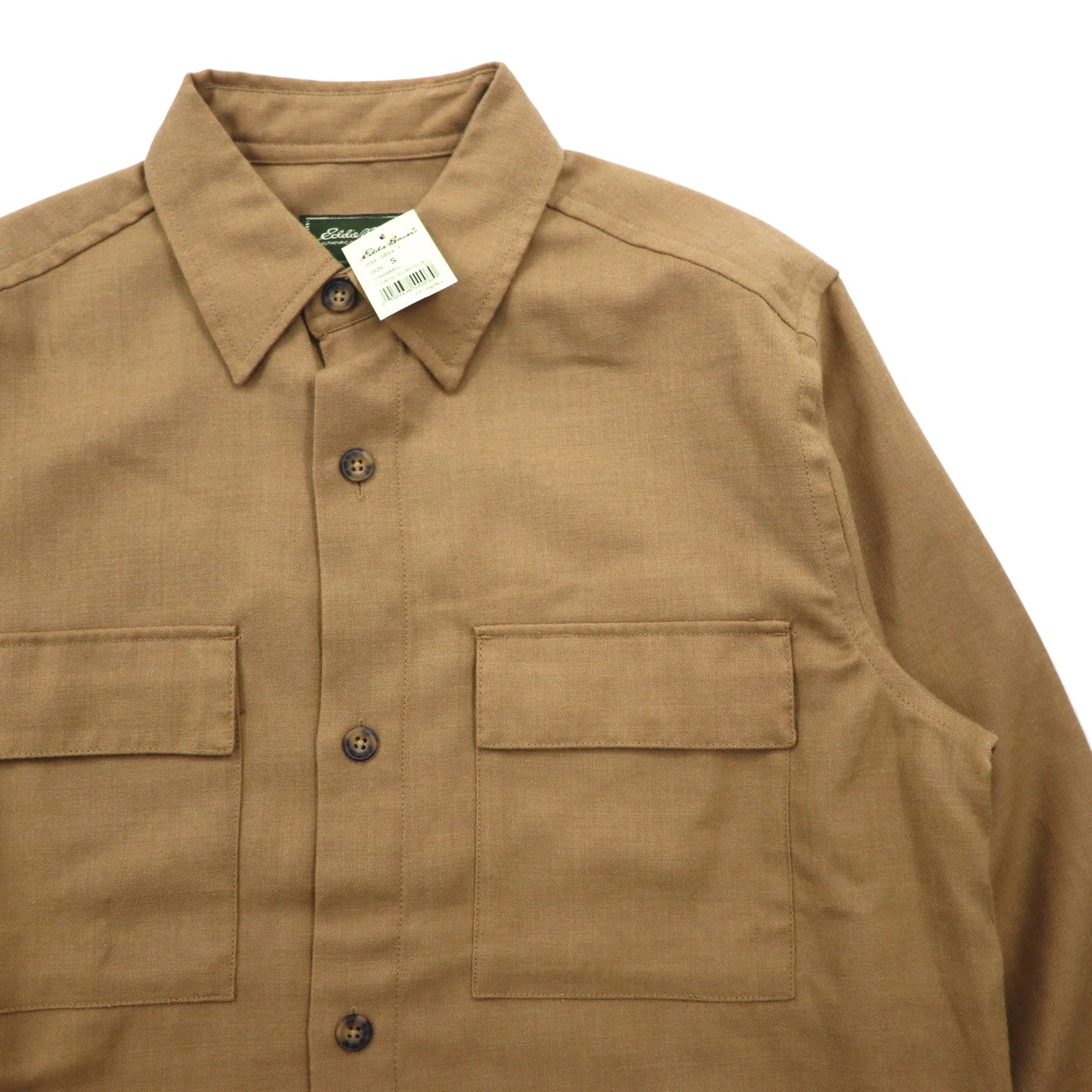Eddie Bauer フランネルシャツ S ベージュ ウール ダブルポケット LS WOOL BLEND SHIRT JACKET 03-3854-1 未使用品