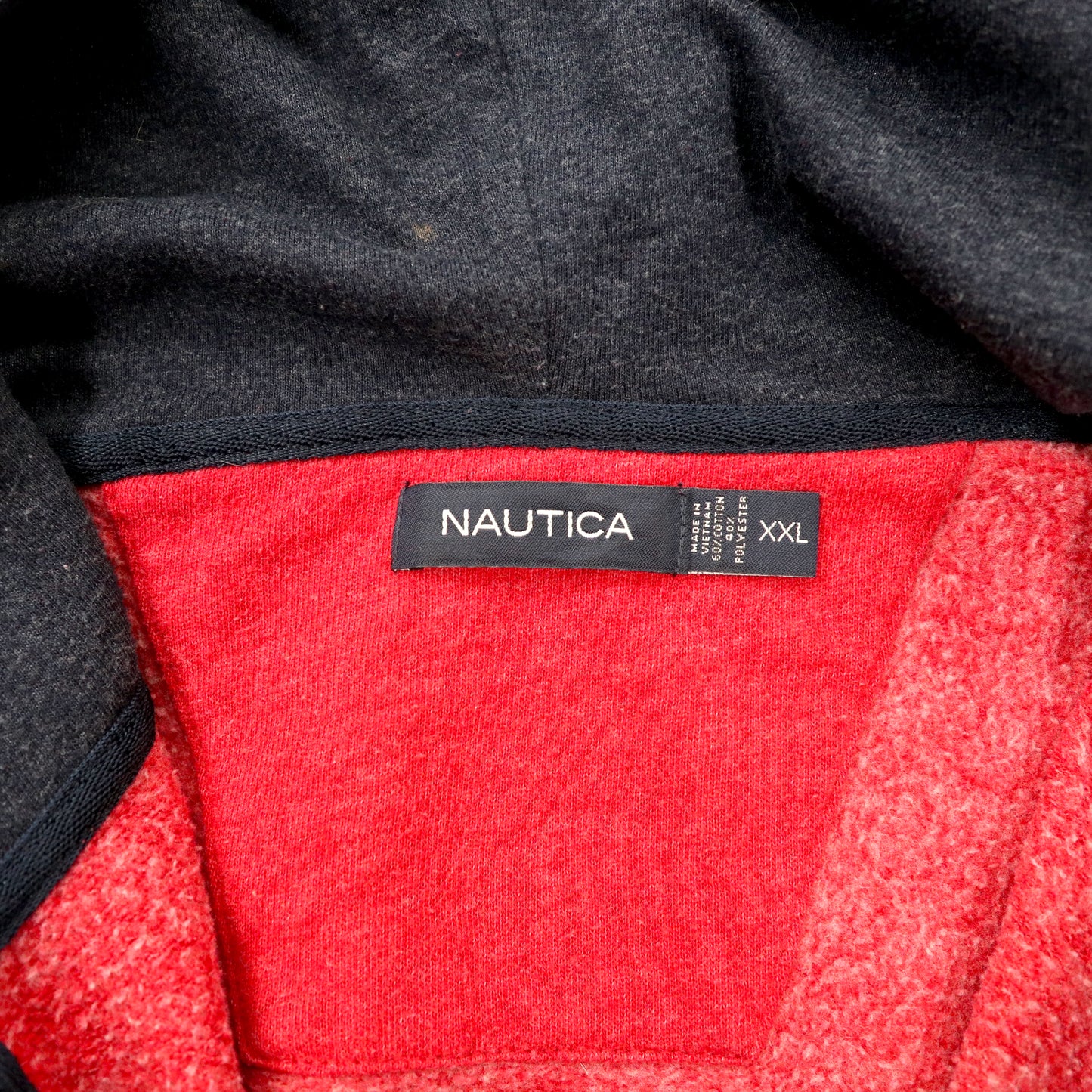 NAUTICA ビッグサイズ フルジップパーカー XXL レッド コットン 裏起毛 ワンポイントロゴ刺繍