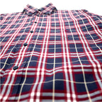 BURBERRY Nova Check Button-Down Shirt L Navy Cotton One Point Logo Embroidery