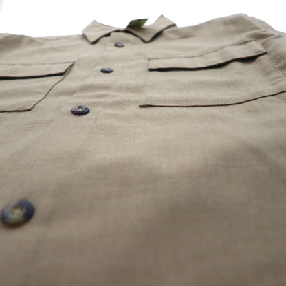 Eddie Bauer フランネルシャツ S ベージュ ウール ダブルポケット LS WOOL BLEND SHIRT JACKET 03-3854-1 未使用品