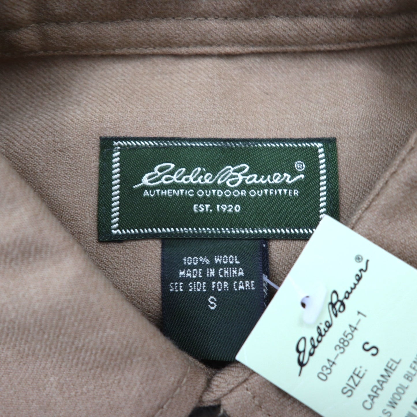 Eddie Bauer フランネルシャツ S ベージュ ウール ダブルポケット LS WOOL BLEND SHIRT JACKET 03-3854-1 未使用品