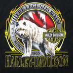 HARLEY DAVIDSON 両面プリント Tシャツ 2XL ブラック コットン ウルフ オオカミ アニマル ビッグサイズ