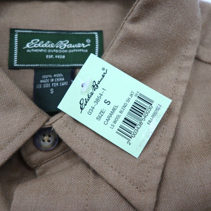 Eddie Bauer フランネルシャツ S ベージュ ウール ダブルポケット LS WOOL BLEND SHIRT JACKET 03-3854-1 未使用品