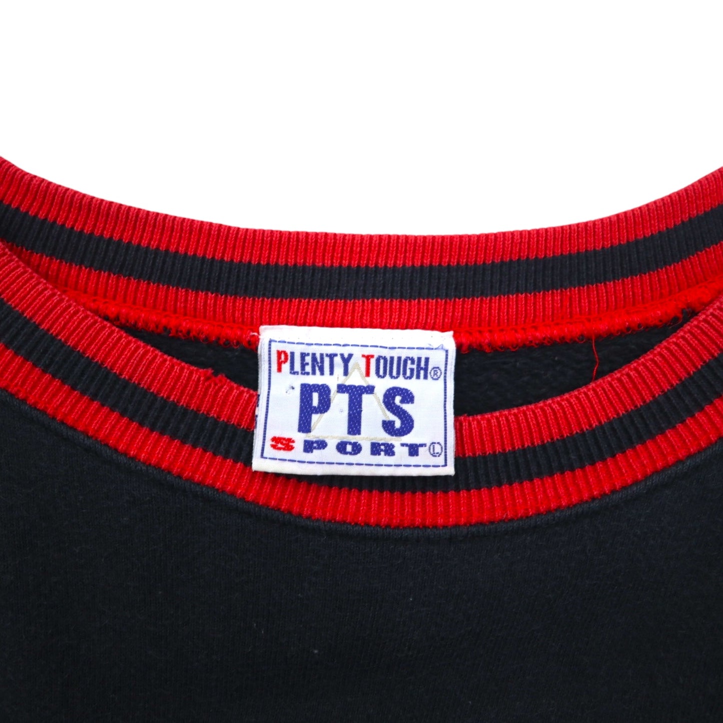 PLENTY TOUGH SPORT 90年代 ラグラン スウェット L ブラック レッド ロゴプリント コットン
