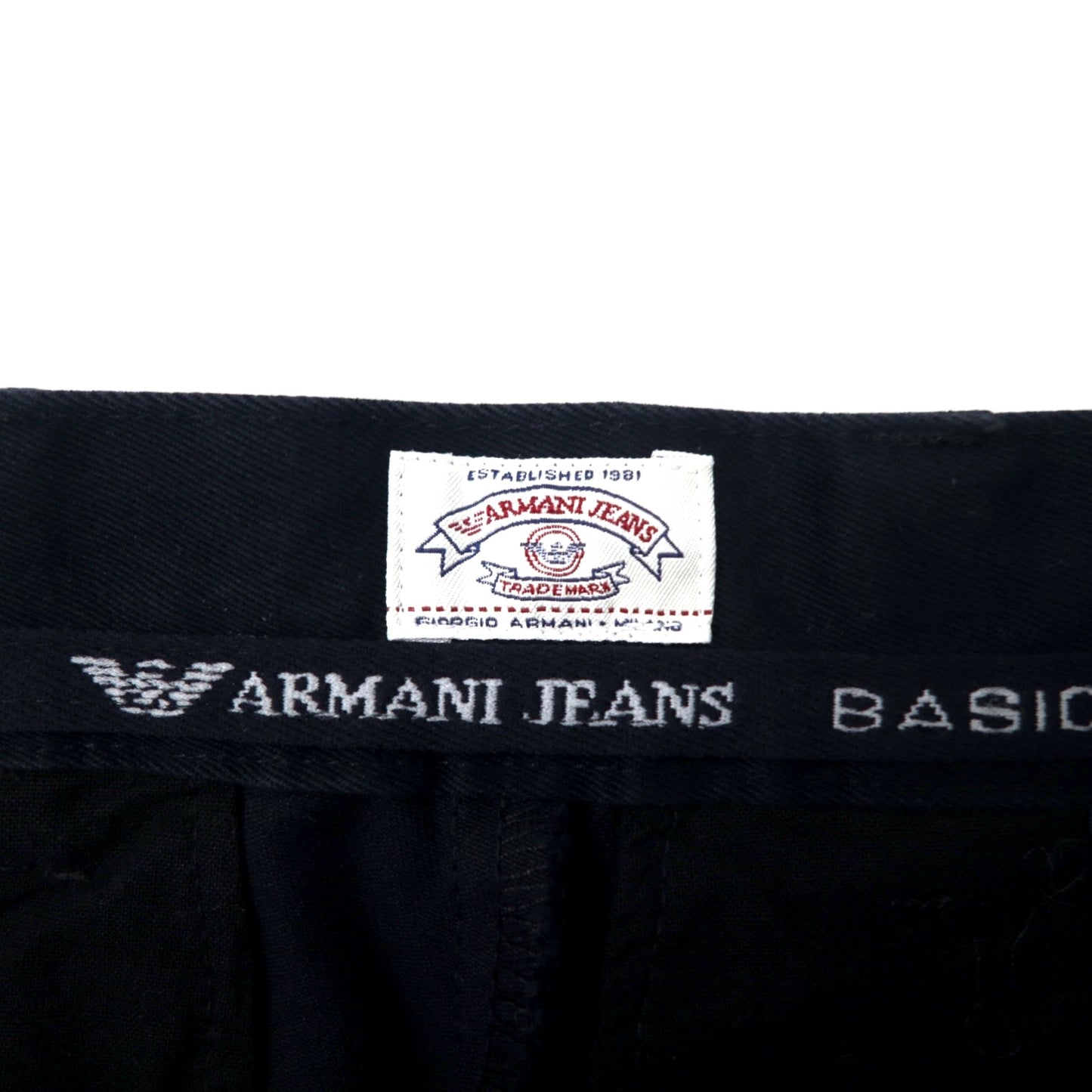 ARMANI JEANS イタリア製 テーパードパンツ 44 ブラック コットン 05P29CM PANTALONE 未使用品