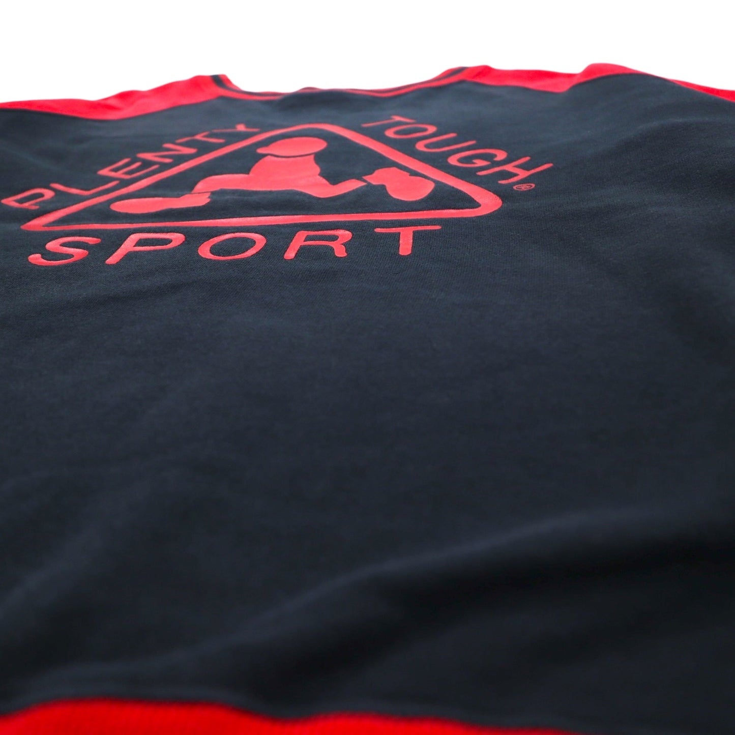 PLENTY TOUGH SPORT 90年代 ラグラン スウェット L ブラック レッド ロゴプリント コットン