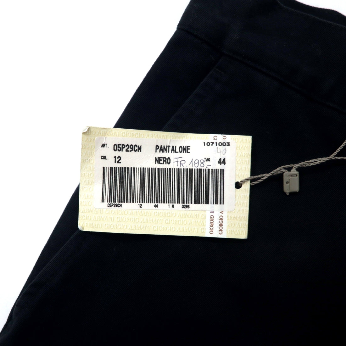 ARMANI JEANS Made in Italy Tapered Pants 44 Black Cotton 05P29CM PANTALONE Unused