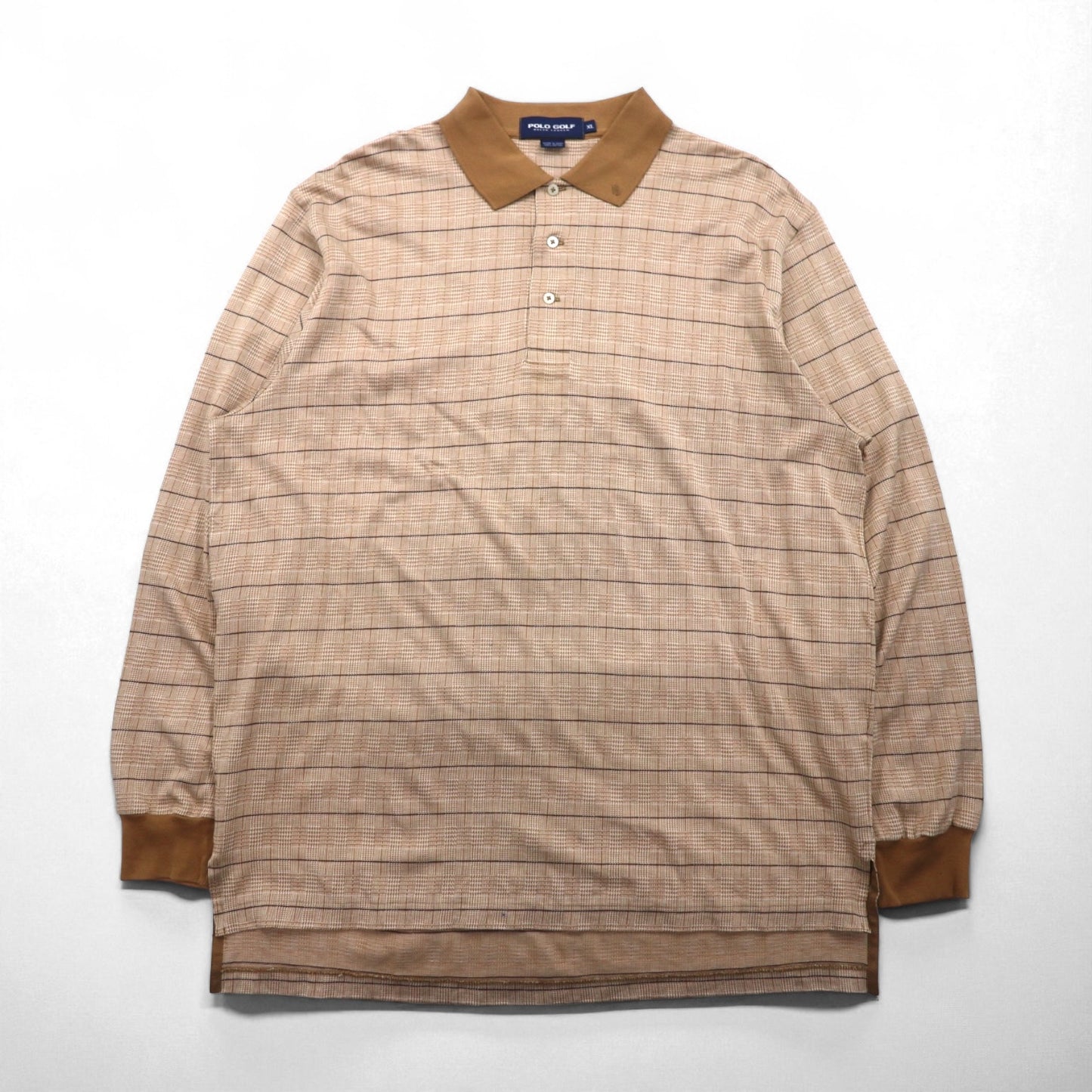 POLO GOLF RALPH LAUREN 長袖ポロシャツ ラガーシャツ XL ベージュ チェック