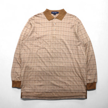 POLO GOLF RALPH LAUREN 長袖ポロシャツ ラガーシャツ XL ベージュ チェック