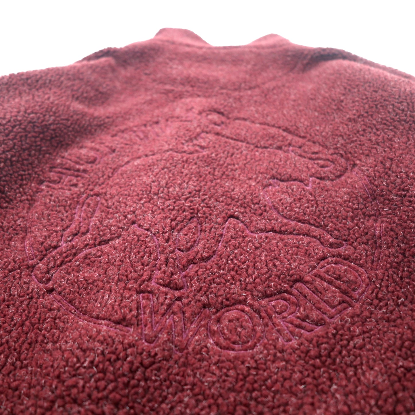 HUNTING WORLD イタリア製 ボアフリースジャケット M ボルドー ポリエステル バックロゴ刺繍