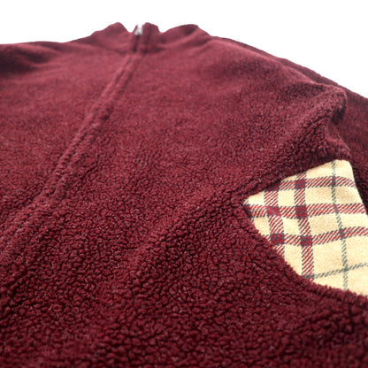 HUNTING WORLD イタリア製 ボアフリースジャケット M ボルドー ポリエステル バックロゴ刺繍