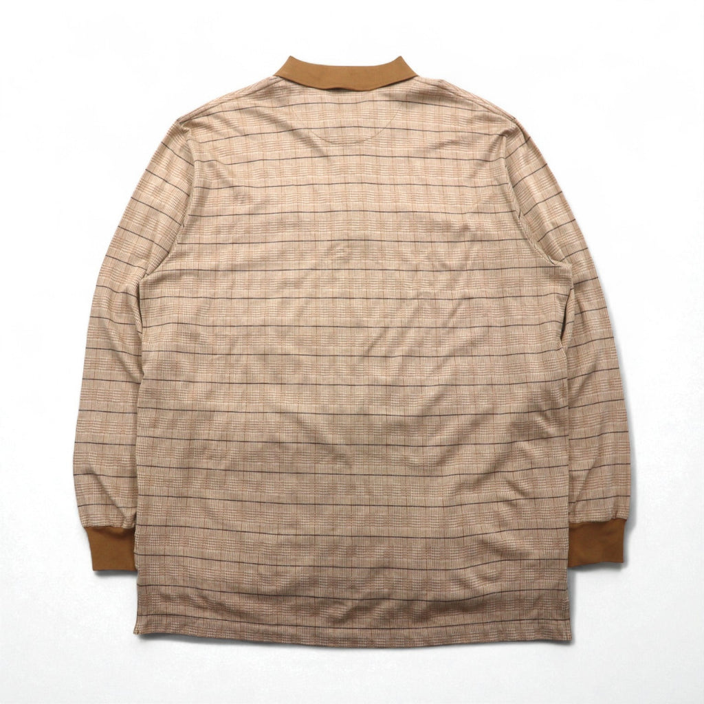 POLO GOLF RALPH LAUREN Long Sleeve Polo Shirt, Rugby Shirt, XL, Beige Check