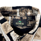 RED HEAD Animal Print Button-Down Shirt, XL, Black, Cotton, Horse