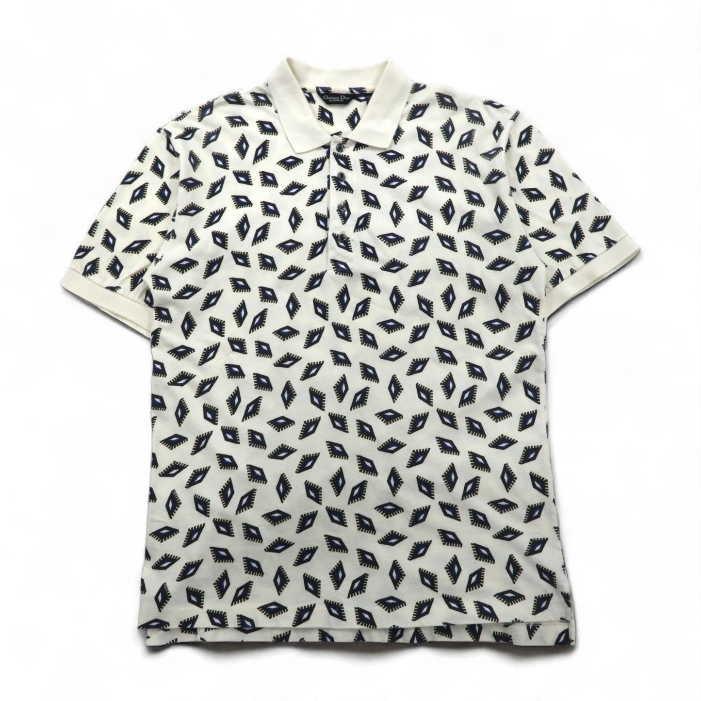 Christian Dior MONSIEUR オールド 総柄 ポロシャツ M ホワイト コットン