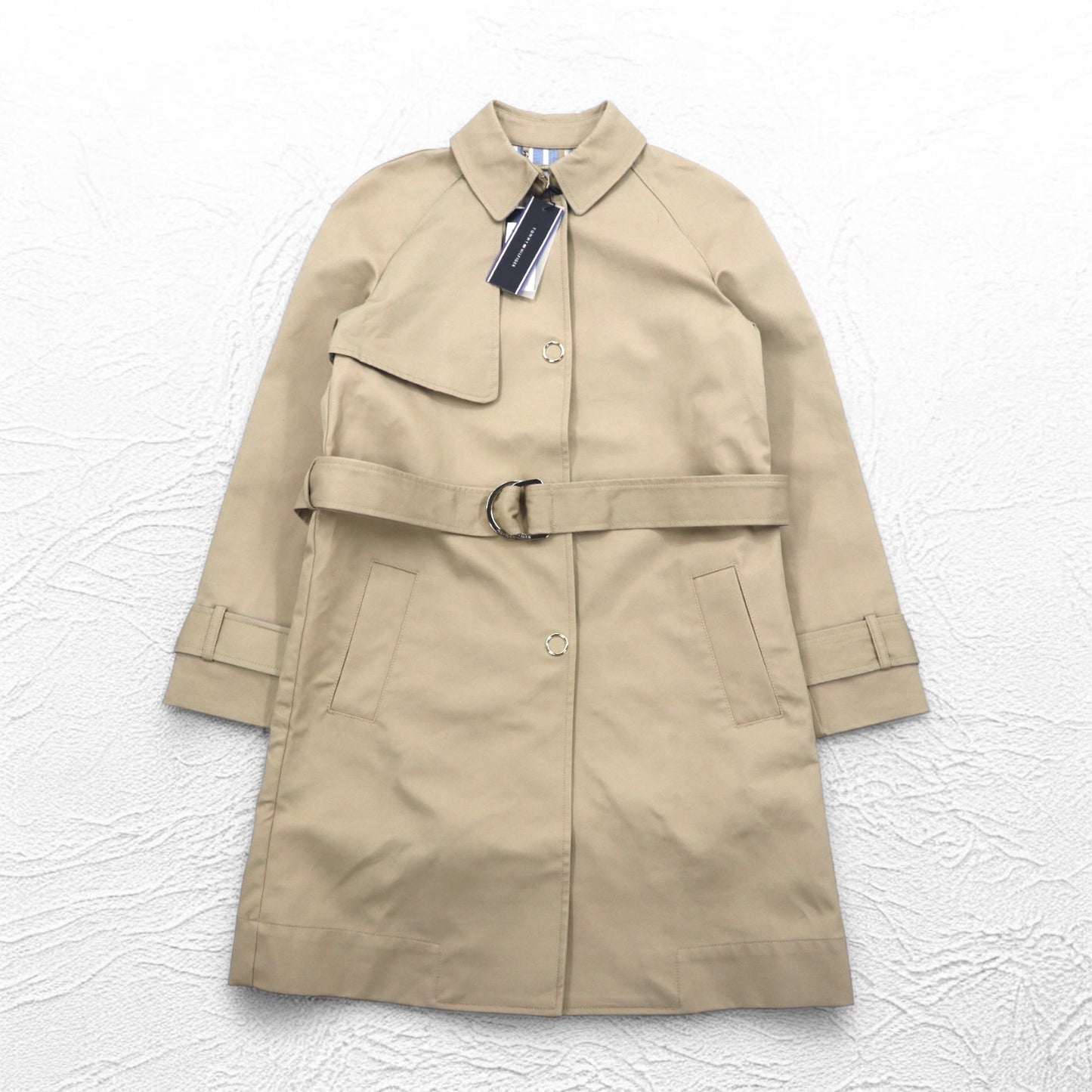 TOMMY HILFIGER ボンディング トレンチコート S ベージュ ベルト付き WW0WW22026 未使用品