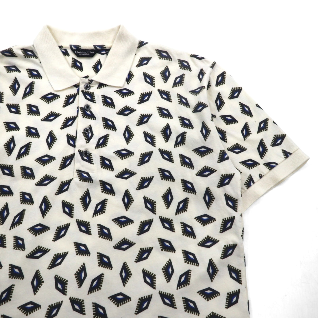 Christian Dior MONSIEUR vintage all-over print polo shirt, size M, white cotton