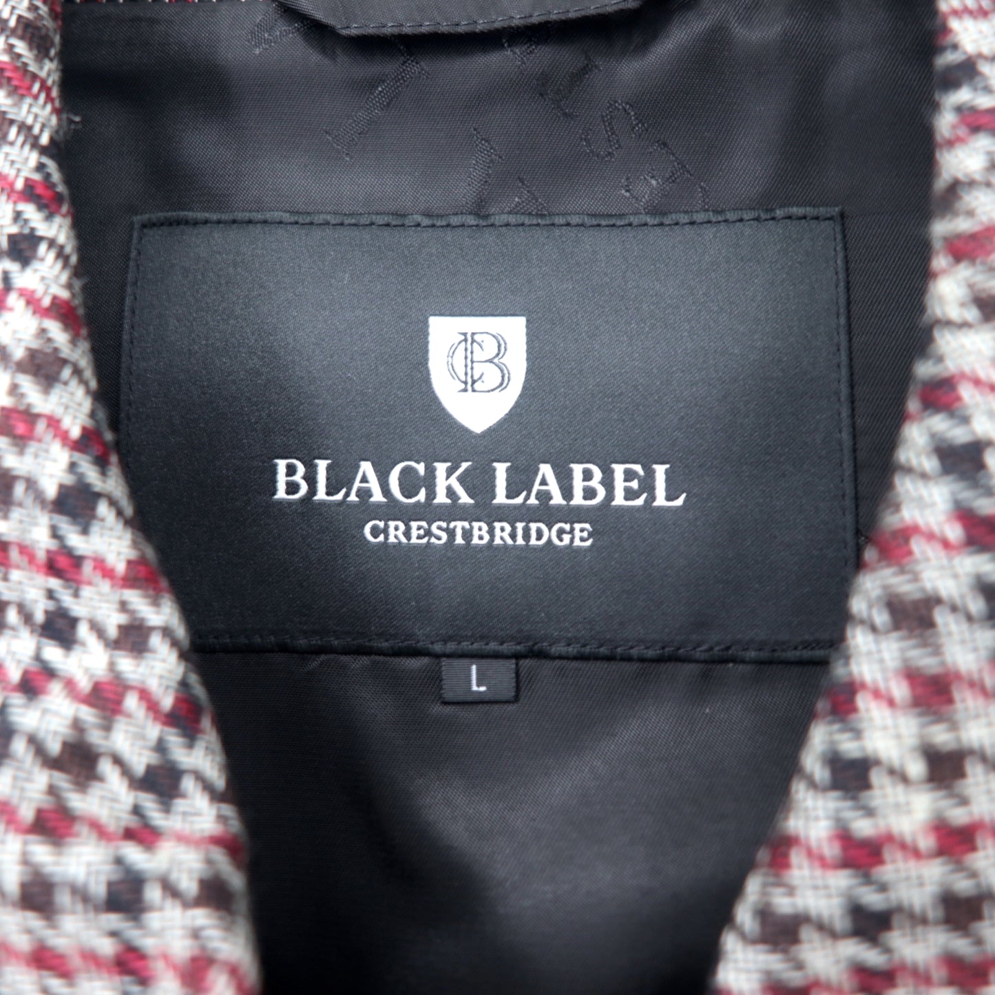 BLACK LABEL CRESTBRIDGE ジップアップジャケット L グレー 千鳥格子 リネン 51F23-122-44