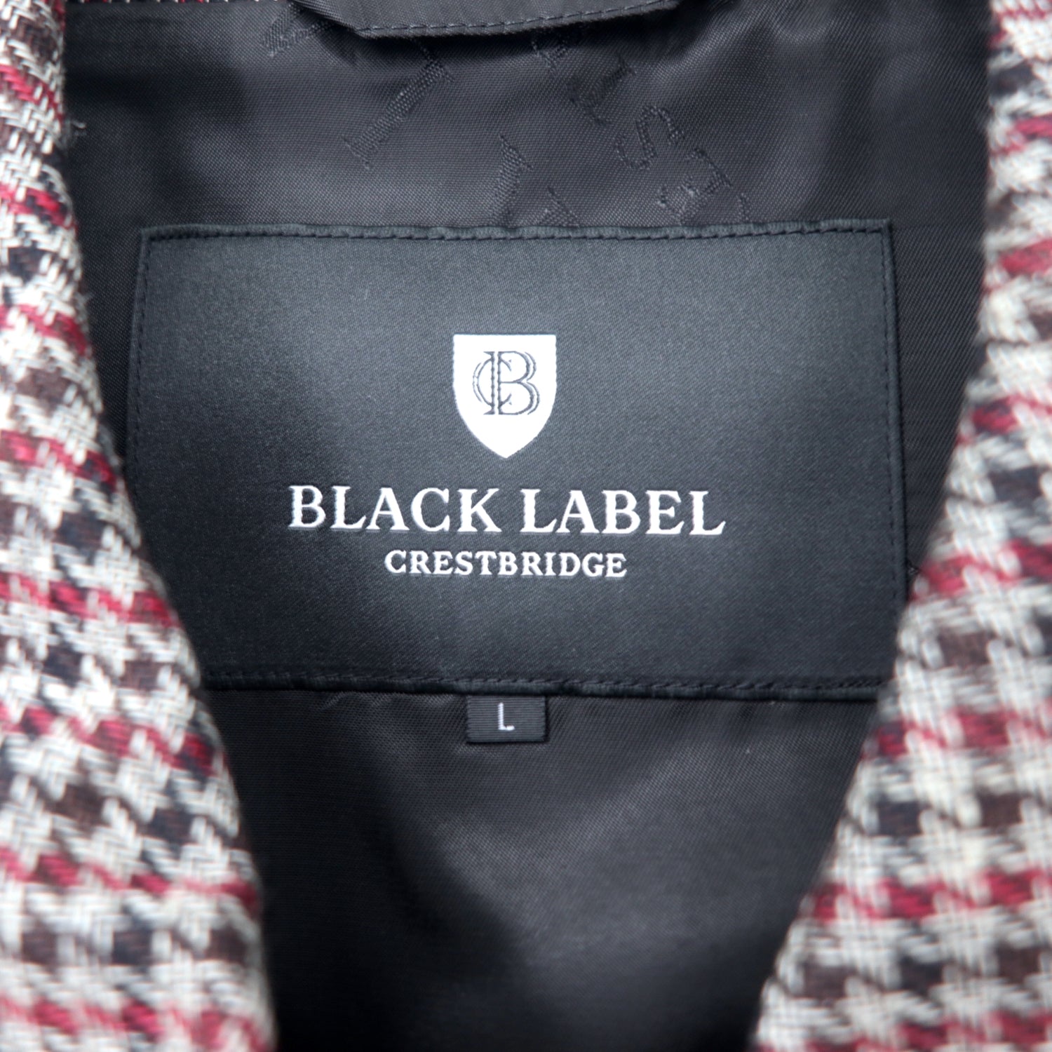 BLACK LABEL CRESTBRIDGE Zip-up Jacket L Gray HoundStooth Linen 