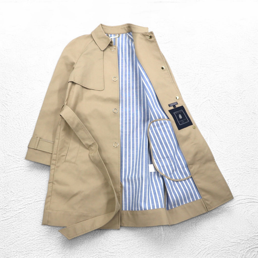 TOMMY HILFIGER Bonded Trench Coat S Beige Belted WW0WW22026 Unused