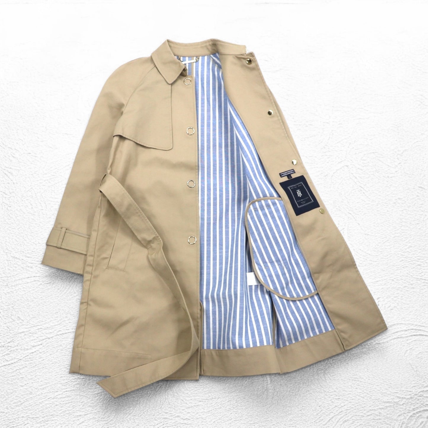 TOMMY HILFIGER ボンディング トレンチコート S ベージュ ベルト付き WW0WW22026 未使用品