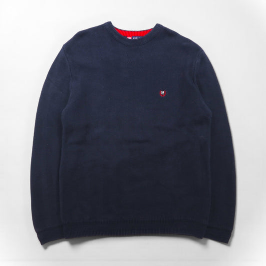 CHAPS RALPH LAUREN ヘリンボーン ニット セーター L ネイビー コットン