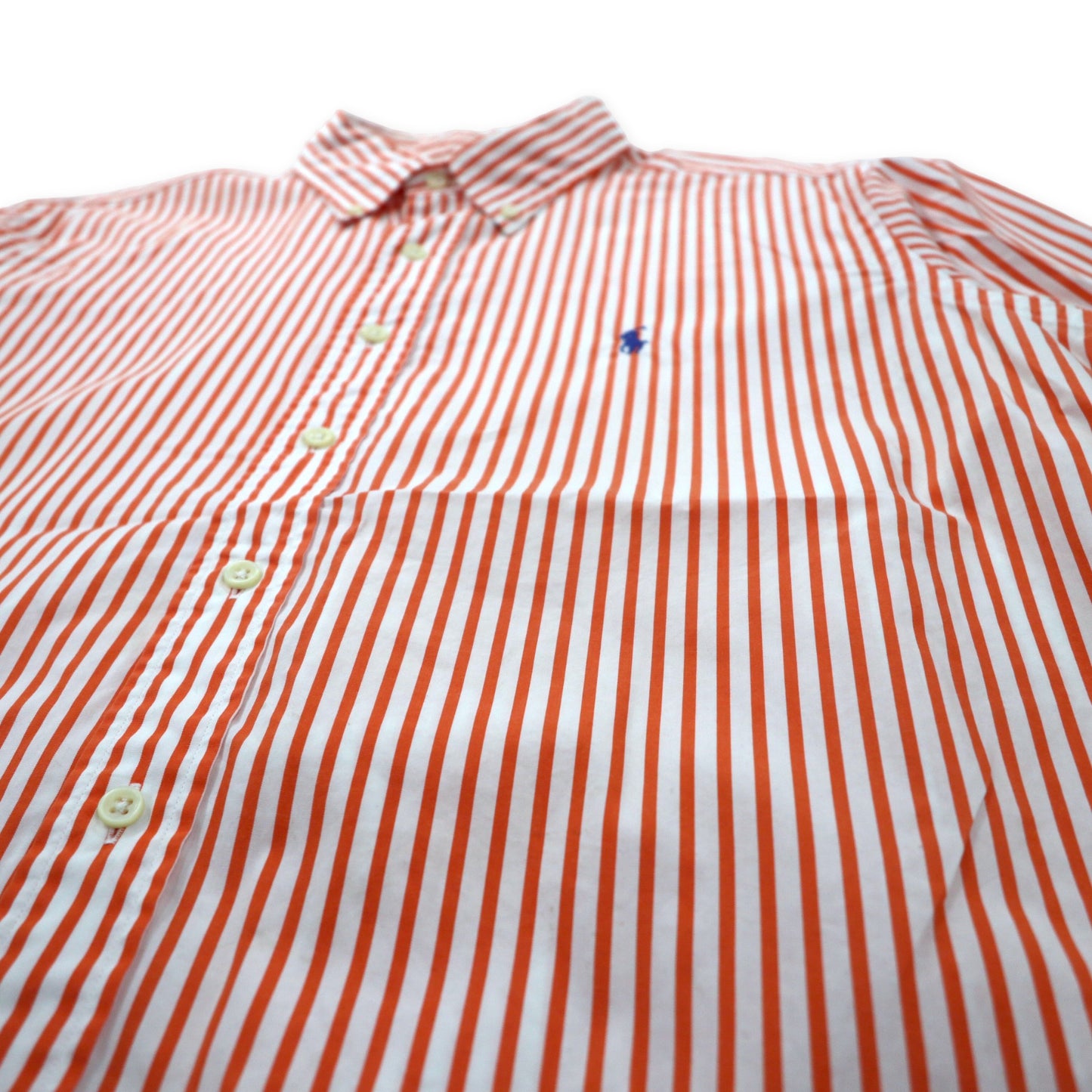 Ralph Lauren ボタンダウンシャツ XL オレンジ ホワイト ストライプ コットン スモールポニー刺繍