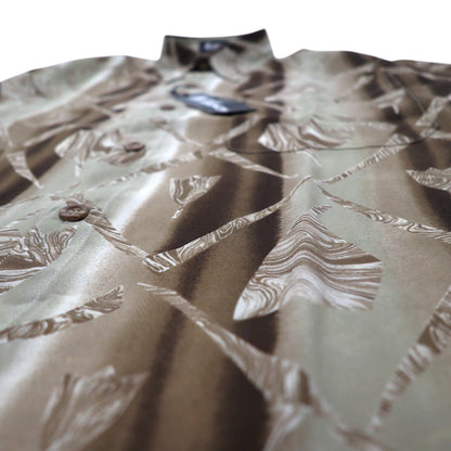 Vintage 90s Japan Made Retro Shirt JOLLY ARUKON All-over Print Polyester Shirt M Brown Unused