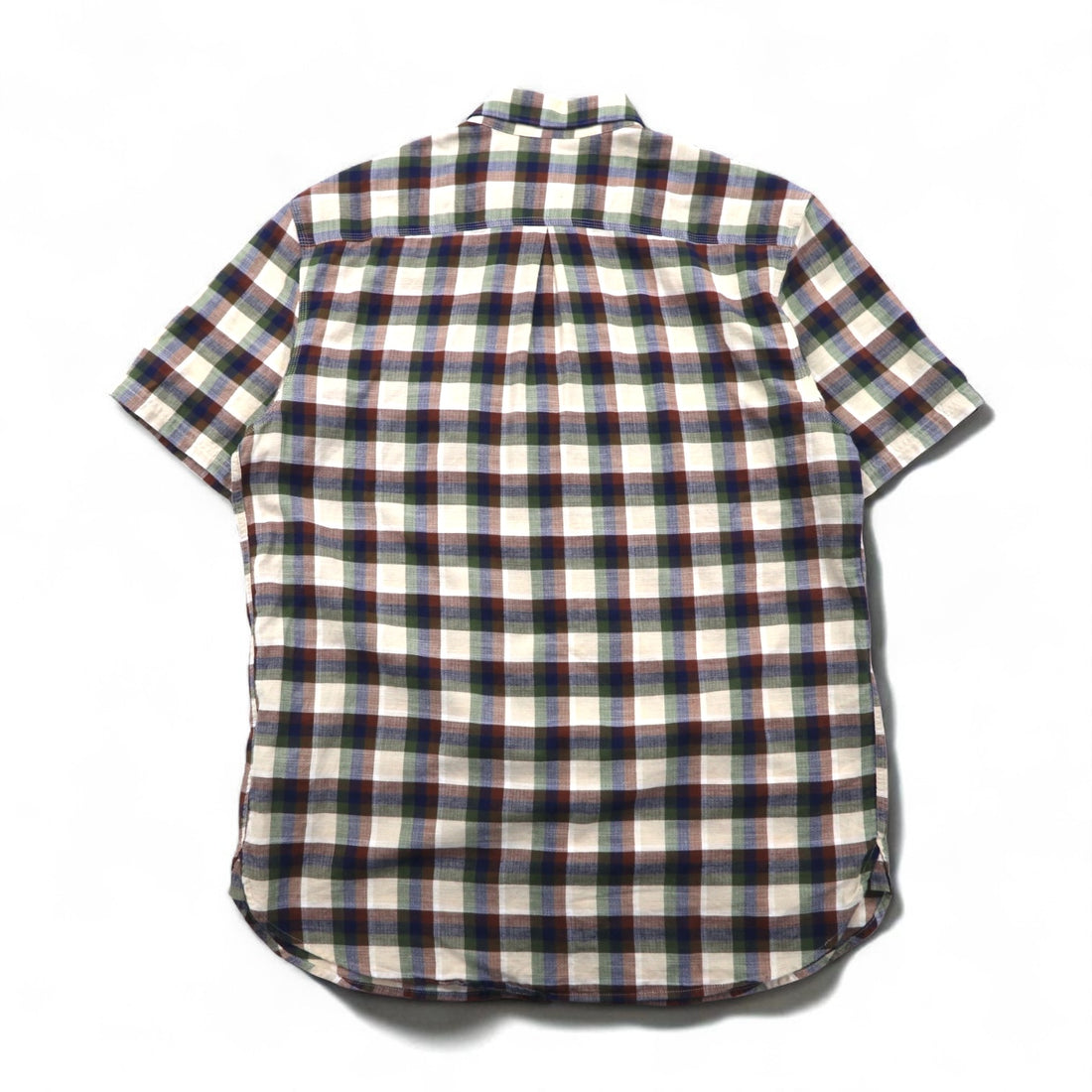 Barbour 半袖 ボタンダウンシャツ M ブラウン チェック コットン MSH5151BE11 ポルトガル製