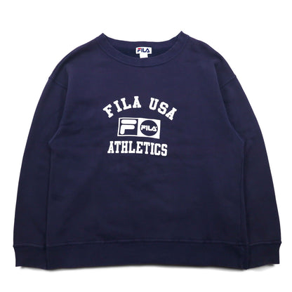 FILA Made in Canada 90s College Logo Sweatshirt L Navy Cotton Print