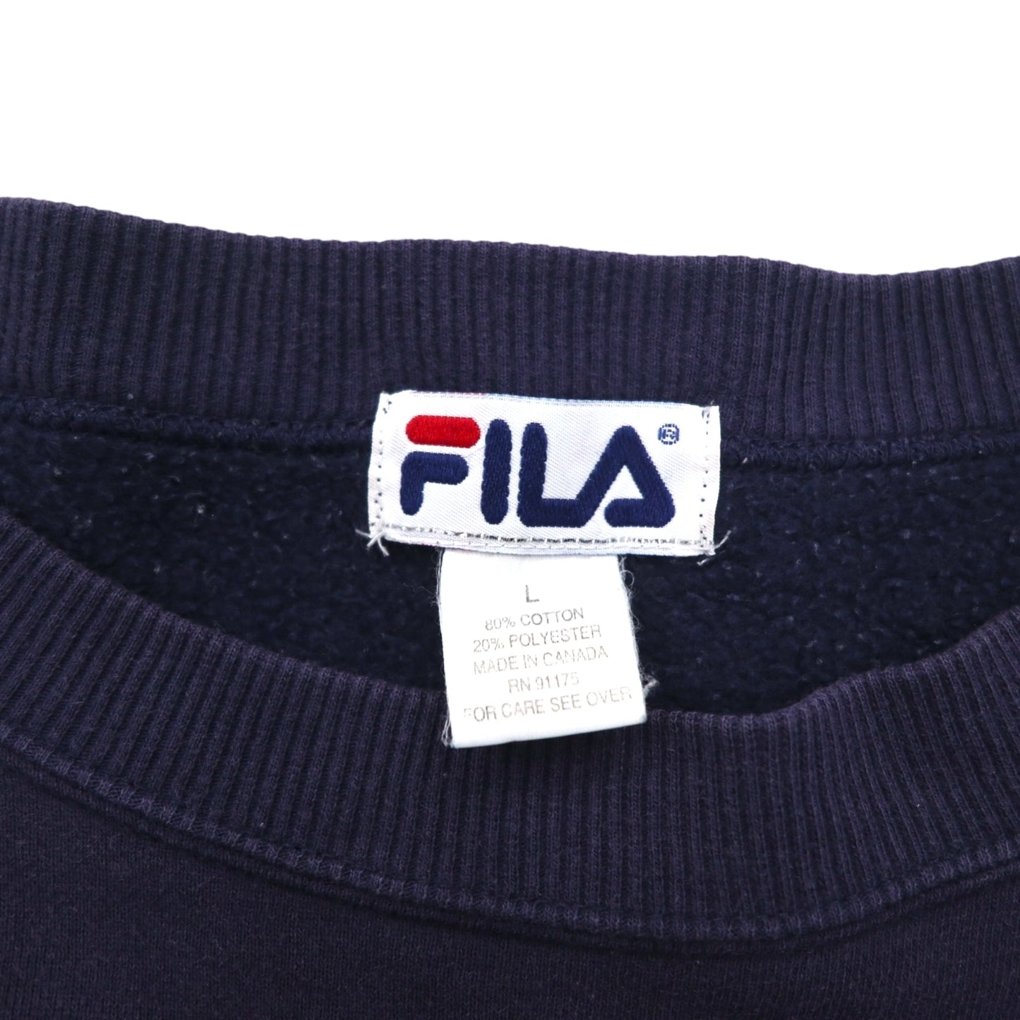 FILA Made in Canada 90s College Logo Sweatshirt L Navy Cotton Print