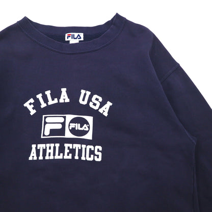 FILA Made in Canada 90s College Logo Sweatshirt L Navy Cotton Print